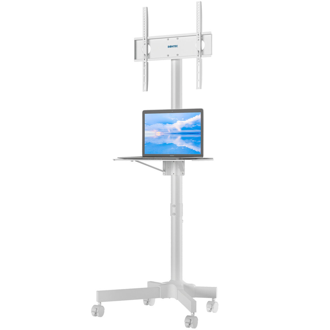 Folkert Fairmont Park White Floor Stand Mount with Shelving, Holds up to 25 kg.