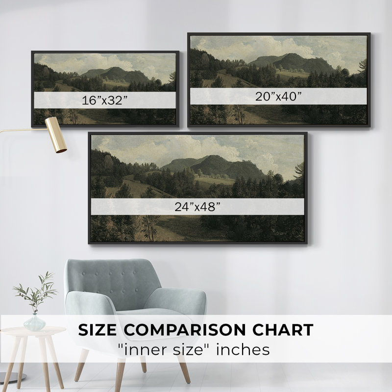 Série paysage - Dxci - Toile tendue avec châssis encadré - Prêt à être accroché, 21" H x 41" W, Noir
