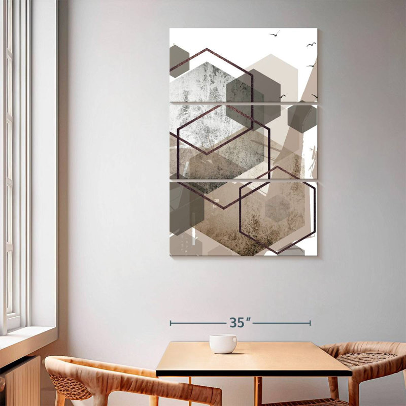 Avery Abstract Hexagons Beige III, 65" H x 42" W