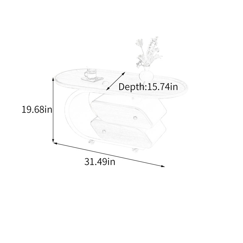 Table basse mobile moderne avec rangement à roulettes, 19.68" H x 31.49" W x 15.74" D, Naturel / Blanc
