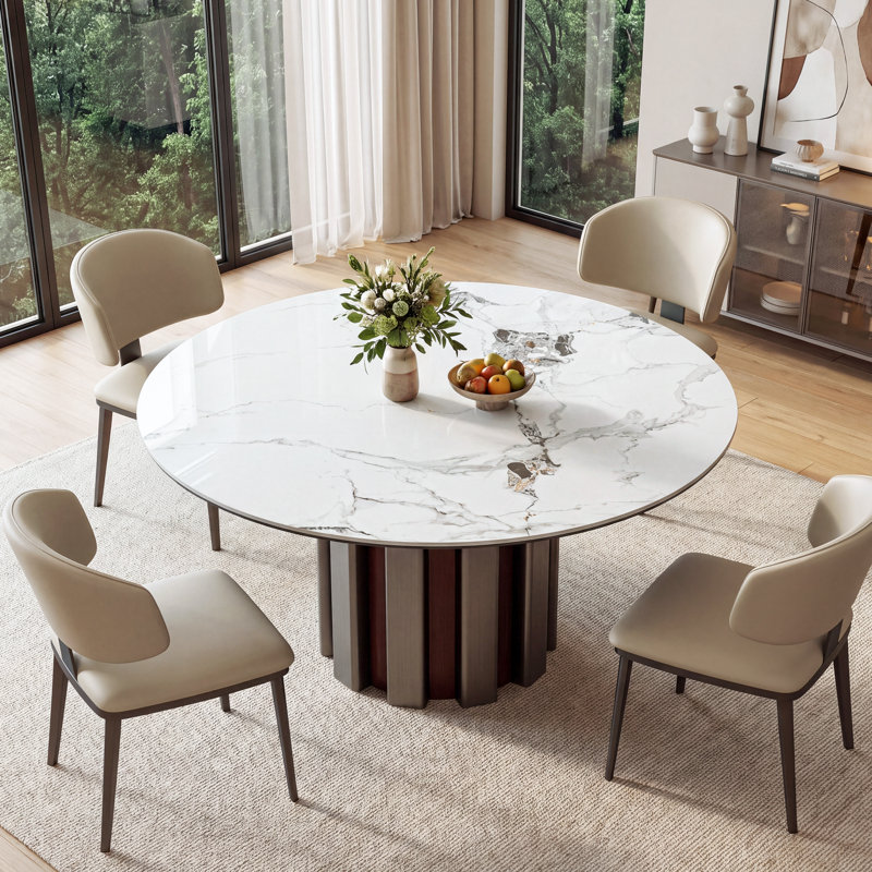 Table de salle à manger en pierre, 29.53" H x 53.15" L x 53.15" W, White