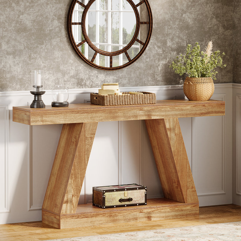 140cm Console Table, Natural Brown