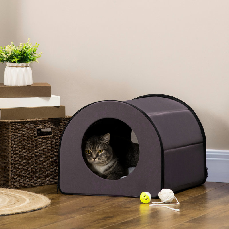 Chalet chauffant pour chat, imperméable pour les chats, chaud et confortable, brun avec un design respirant,