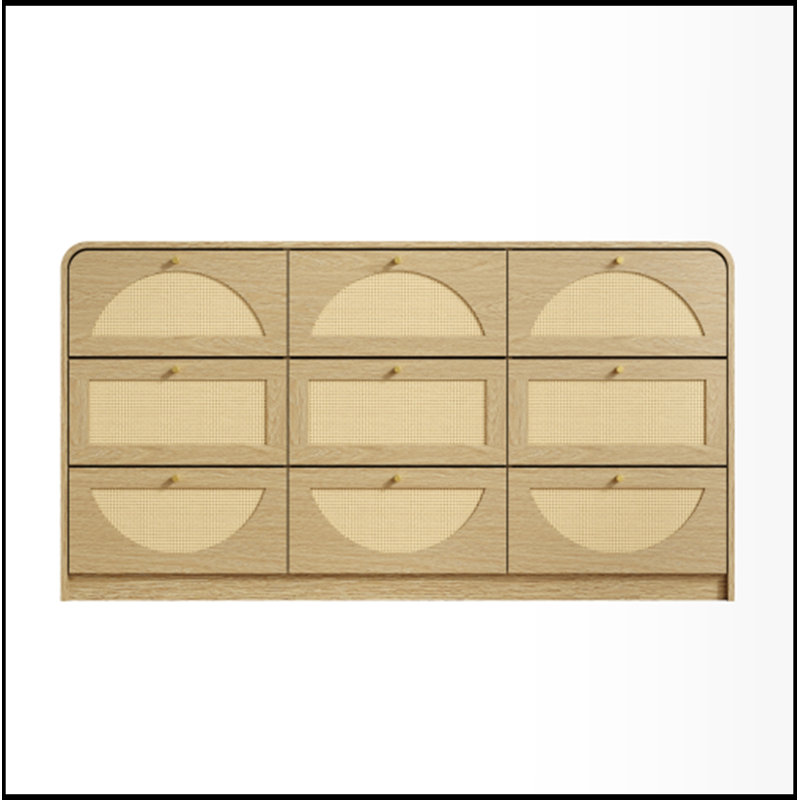 Commode d'appoint en bois avec 9 tiroirs, Naturel