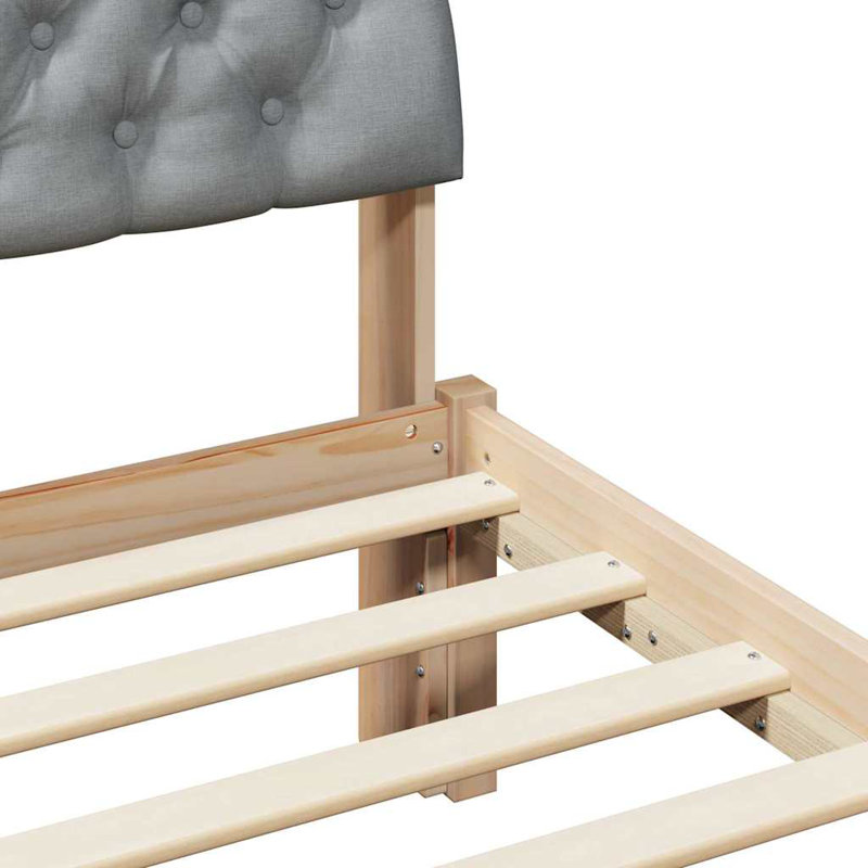 Solid Wood Bed Frame, 80 x 200cm, Brown/Light Grey