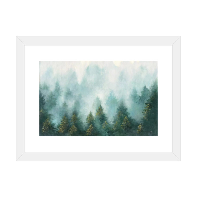 "Misty Forest" par Julia Purvis, reproduction d’art, H 16 po x l 24 po x P 1 po, Papier encadré blanc, Blanc