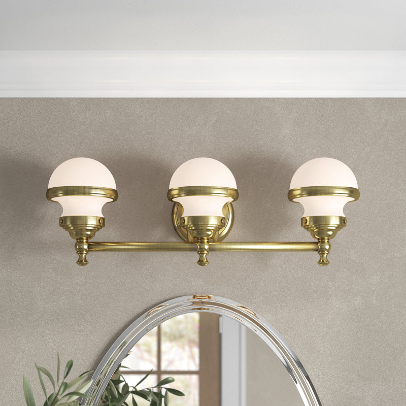 Éclairage pour meuble-lavabo à intensité variable Aseret, Laiton antique, H 8,25 po x l 24 po x P 7,25 po, 3 Lights