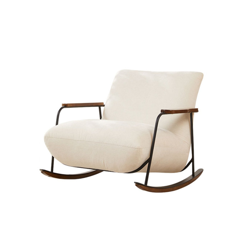 Chaise berçante en coton et lin, Blanc cassé