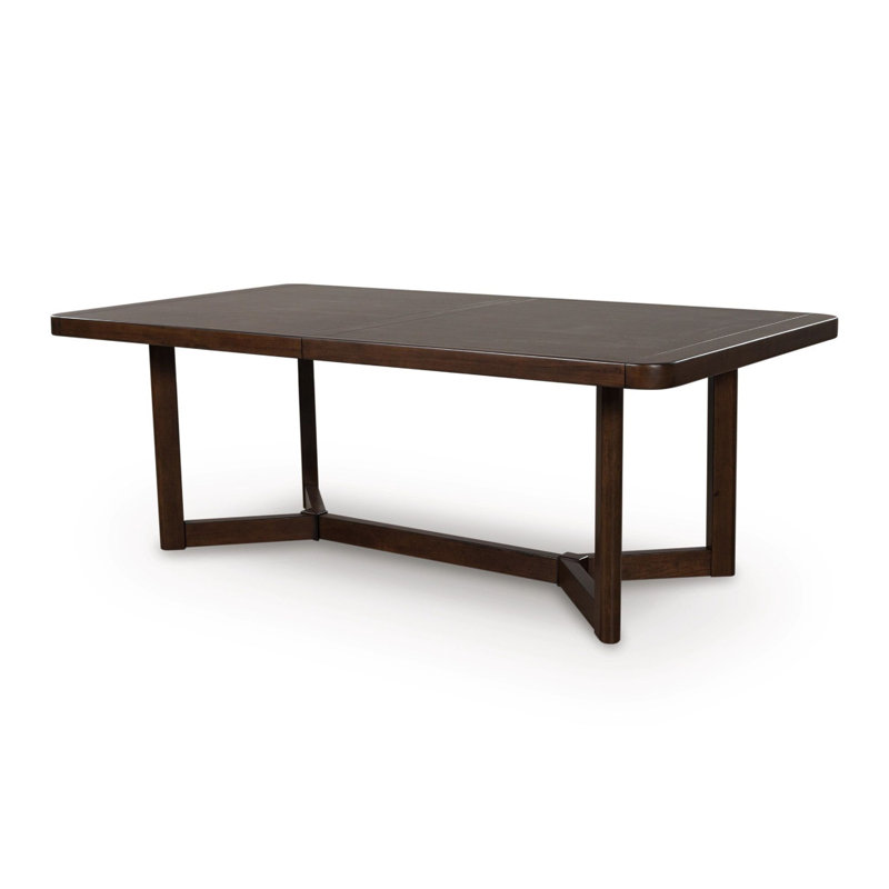 Dely Extension Dining Table, 84-108 Inch Rectangular Top, Dark Brown Wood