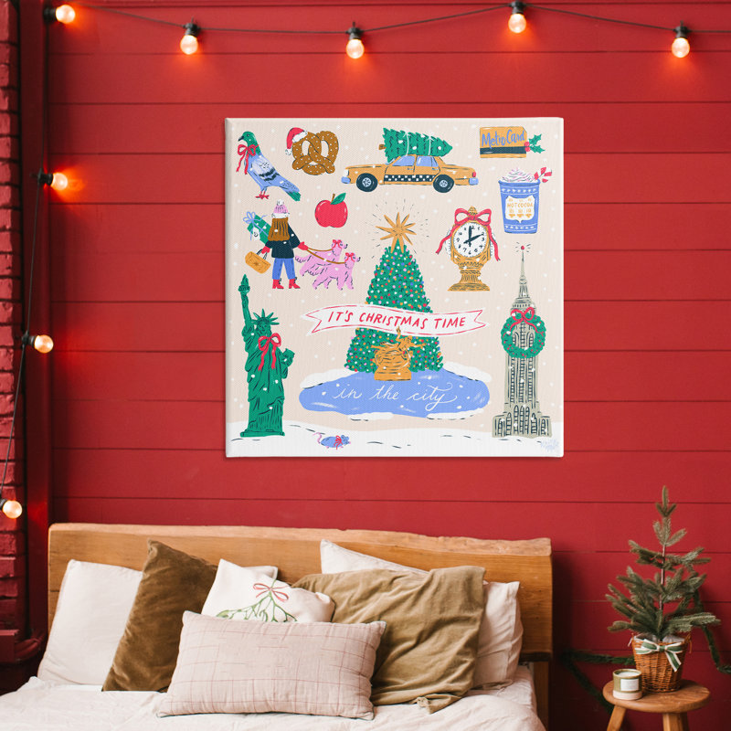 Noël à New York, toile de Krissy Mast, H 36 po x l 36 po