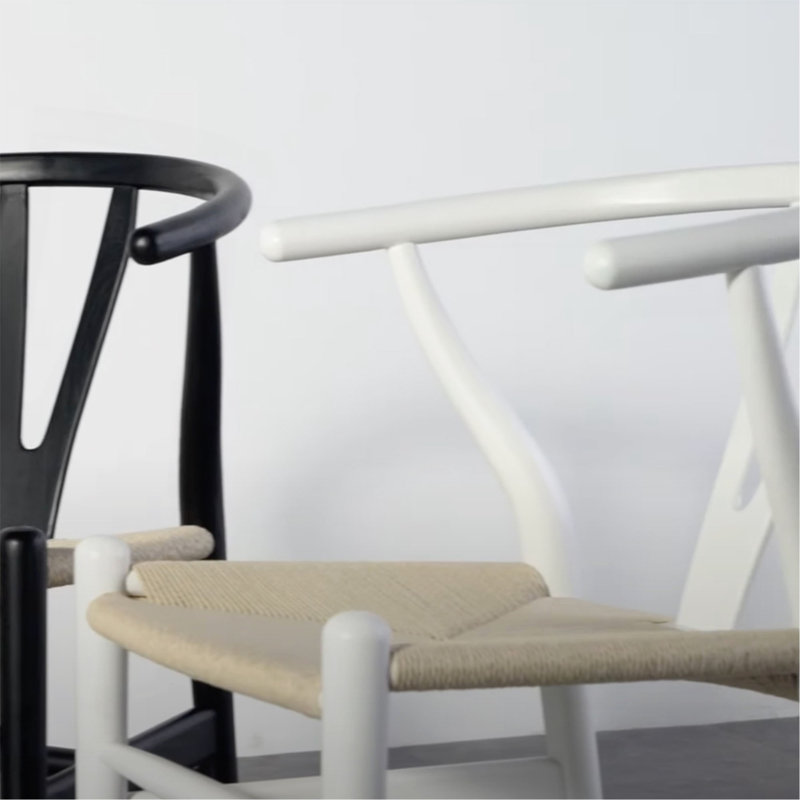Fauteuil Wishbone, teinture blanche, 1, Blanc