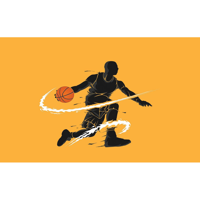 Murale pelez et collez de qualité supérieure - Silhouette d'un joueur de basketball, L 96 po x l 120 po