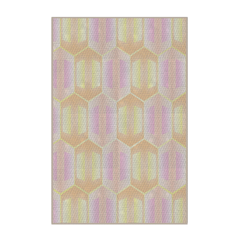 Tapis jaune à motif géométrique Koepp, Rectangle 5 pi x 7 pi