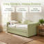 Lit de jour double avec lit gigogne escamotable, canapé-lit en vichy rembourré avec poche de rangement latérale, structure en bois massif, lit de jour multifonctionnel 3 en 1 pour chambre à coucher, chambre d'amis-131272113