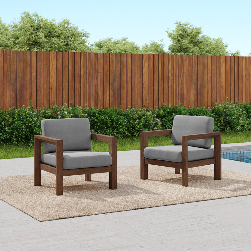 Chaise de patio d'extérieur en bois massif, Gris clair