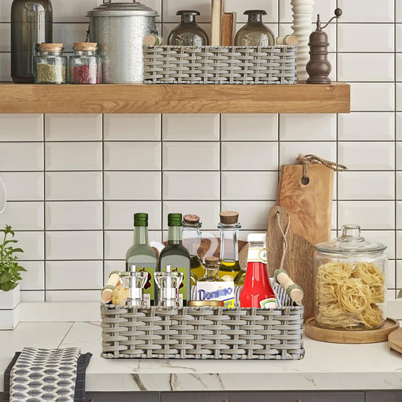 Paniers en osier pour tablettes et rangement, panier décoratif avec poignées, rangement pour papier hygiénique, bougies, serviettes, lotions