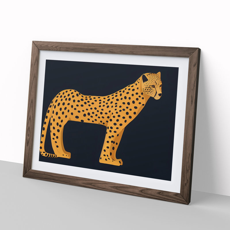 Beauteous Cheetah - Single Picture Frame Print, 34cm H x 46cm W x 2cm D, Walnut