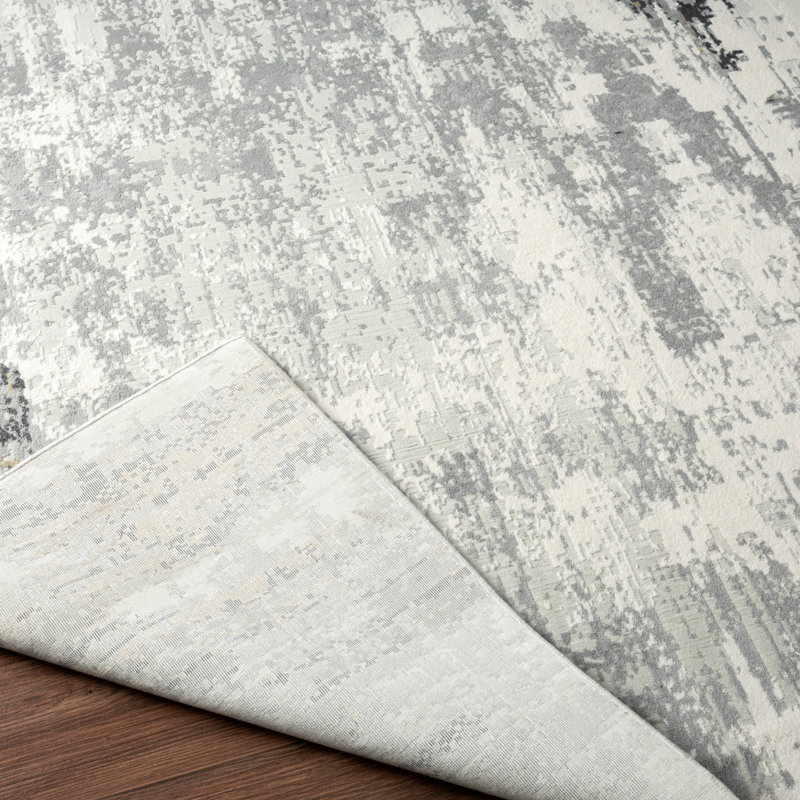 B Abstract Area Rug in Grey, Rectangle 5'6" x 7'6"