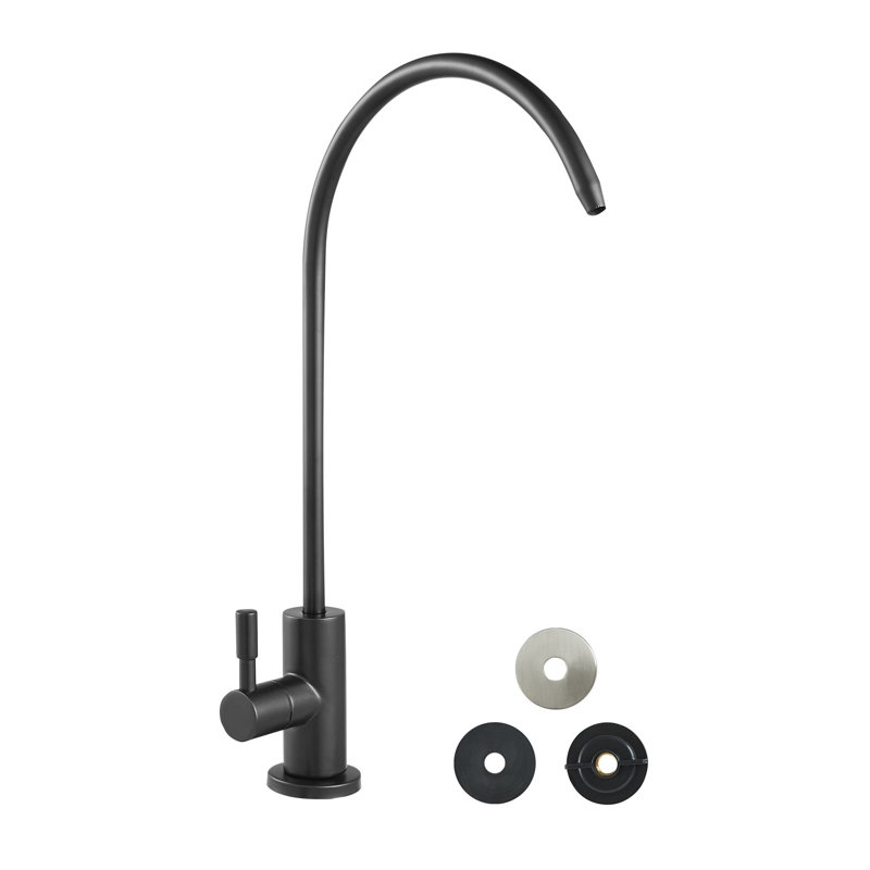 Robinet à osmose inversé noir mat, distributeur de filtre d'eau potable pour grande arche avec valve en laiton sans plomb et corps en acier inoxydable