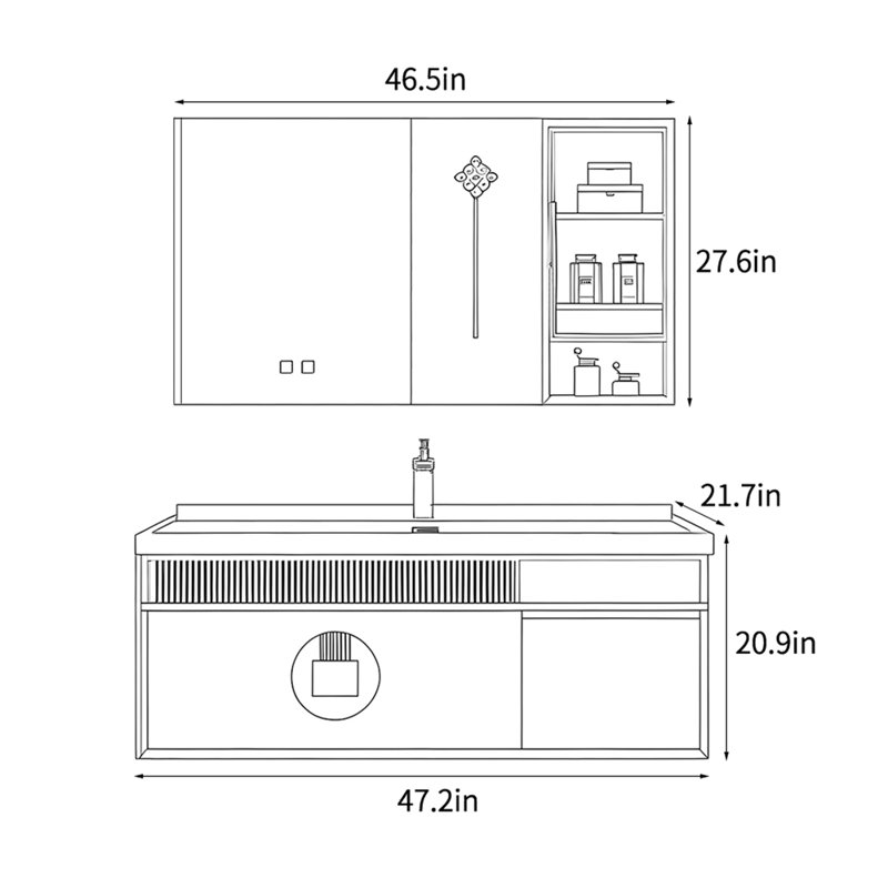 Meuble-lavabo de style chinois rétro et élégant