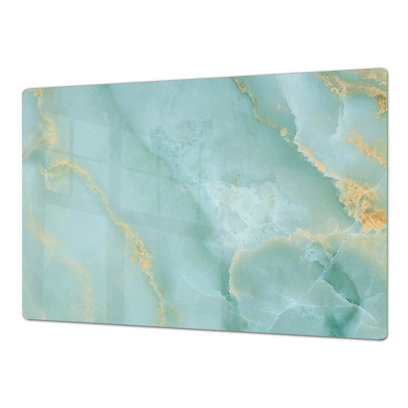 Cooktop Cover - Turquoise Marble Glass, Gas & Electric Stove Cover - Noodle Board, 0.2" H x 31.5" W x 20.47" D