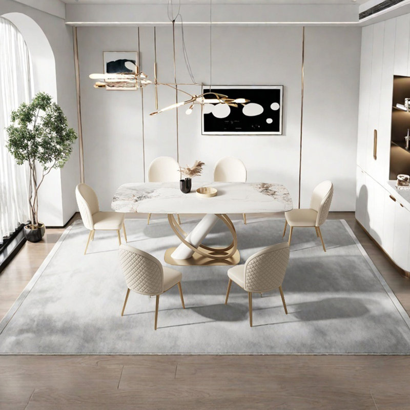 Ensemble de table de salle à manger en acier inoxydable, H 29,53 po x L 55,12 po x l 31,5 po