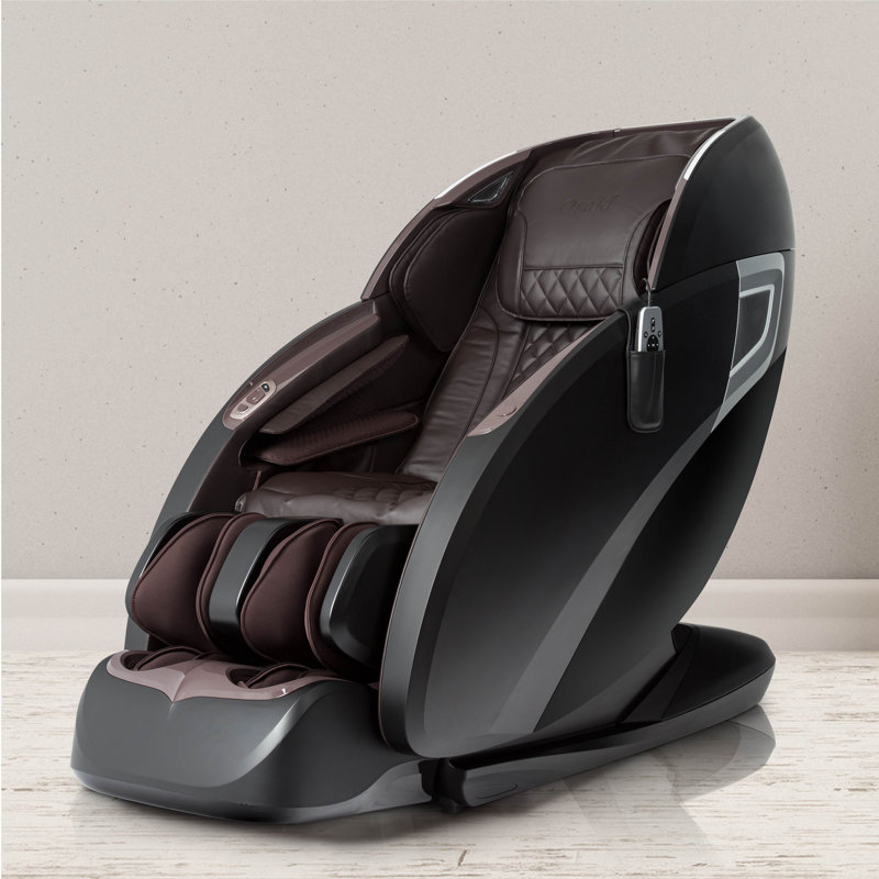 Black Faux Leather Zero Gravity Massage Recliner with Metal Frame