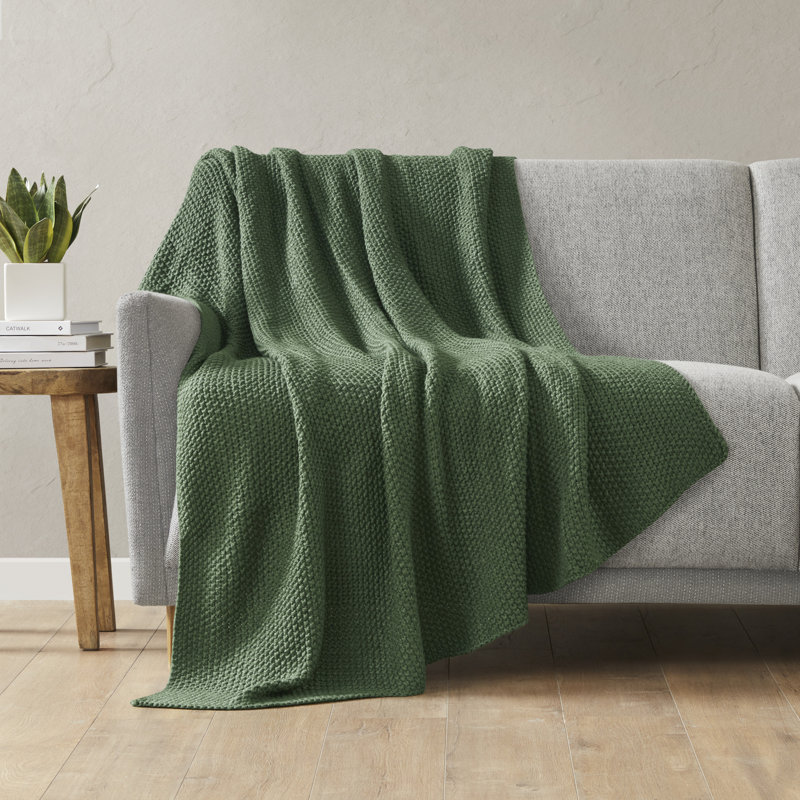 Bree Knit Texture Soft Throw, Green