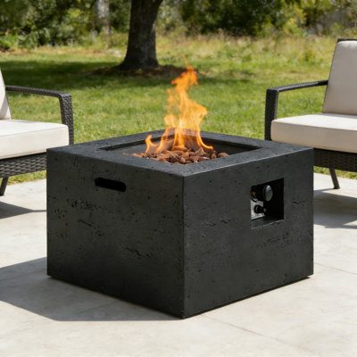 24" Outdoor Square Fire Pit with Rain Cover for Outside Patio