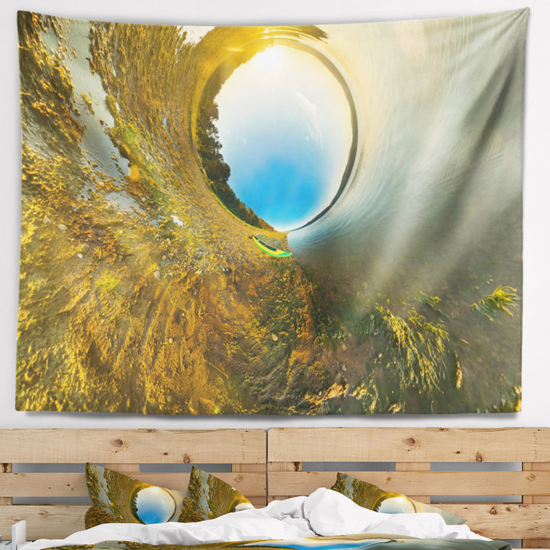 Tapisserie paysage kayak sur la petite planète, H 32 po x l 39 po