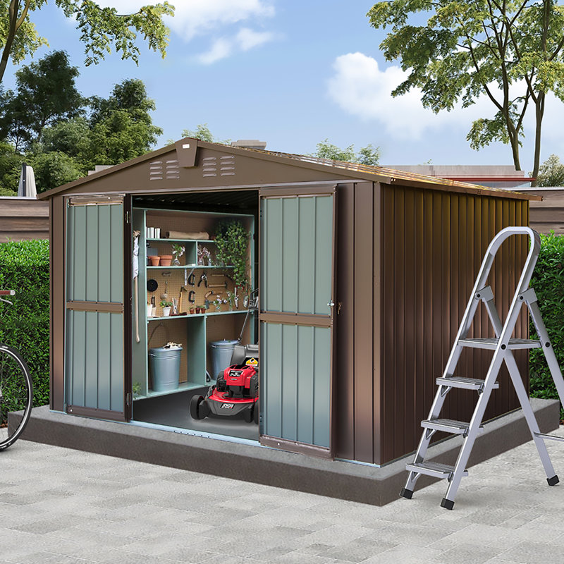 Metal Portable Storage Shed, 76.57" H x 118.43" W x 95.12" D
