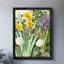 Libellules rétro encadrées noires reposant sur une magnifique verdure florale, impressions murales de style rétro-1153744622