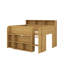 Lit mezzanine double avec bureau à roulettes intégré, 8 tablettes de rangement et lumières DEL-930974273