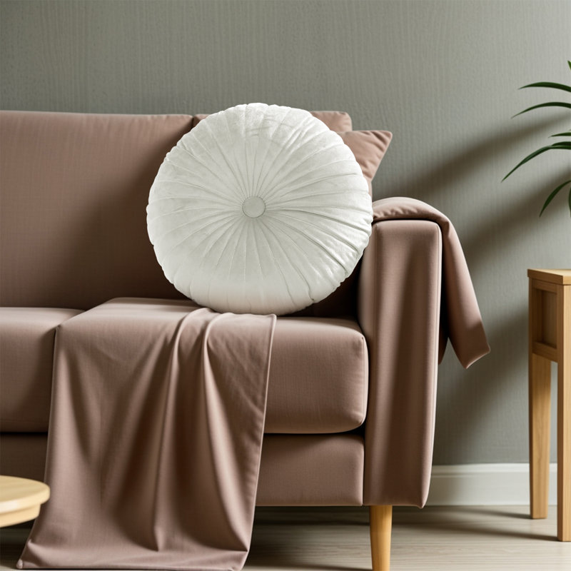 Coussin décoratif en velours 18 po Pumpkin Seat, 1, Blanc