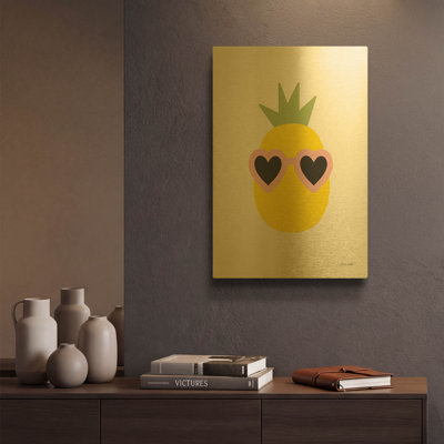 «Sunny Pineapple» par Ann Kelle, art mural en métal doré, 12 po x 16 po