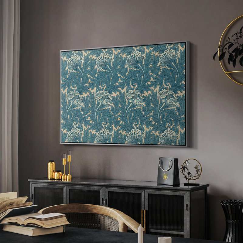 Tulipe (bleu sarcelle), 1875 - William Morris, toile tendue avec châssis, 26 x 40, Argent