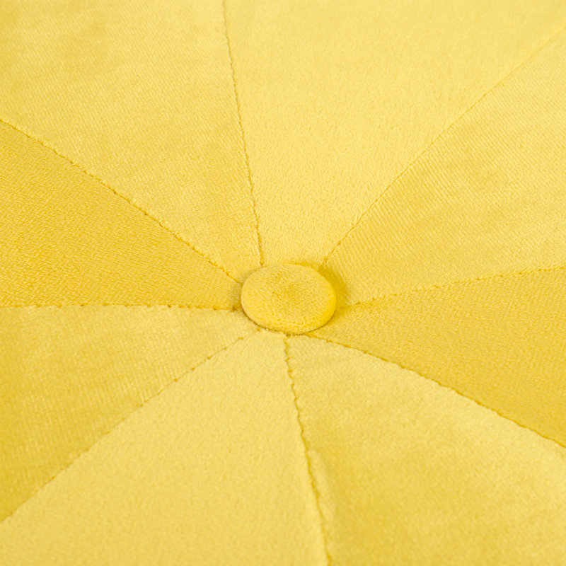 Acree 75cm Wide Velvet Tufted Round Solid Colour Cocktail Ottoman, Yellow