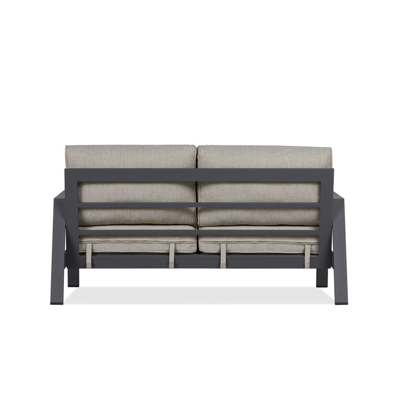 Aegean 55" Tan Cushioned Aluminum Outdoor Loveseat