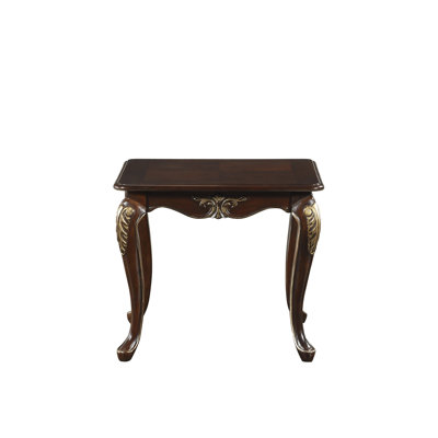 1pc Formal Traditional End Table Dark Cherry Finish with Gold Tipping Elegant Design Living Room Furniture Side Table