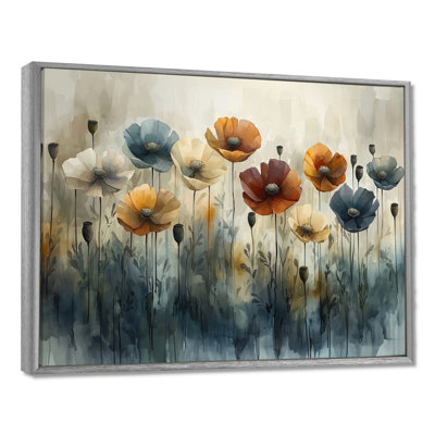 Hiver, minimalisme, coquelicots, champ I - coquelicots, art mural