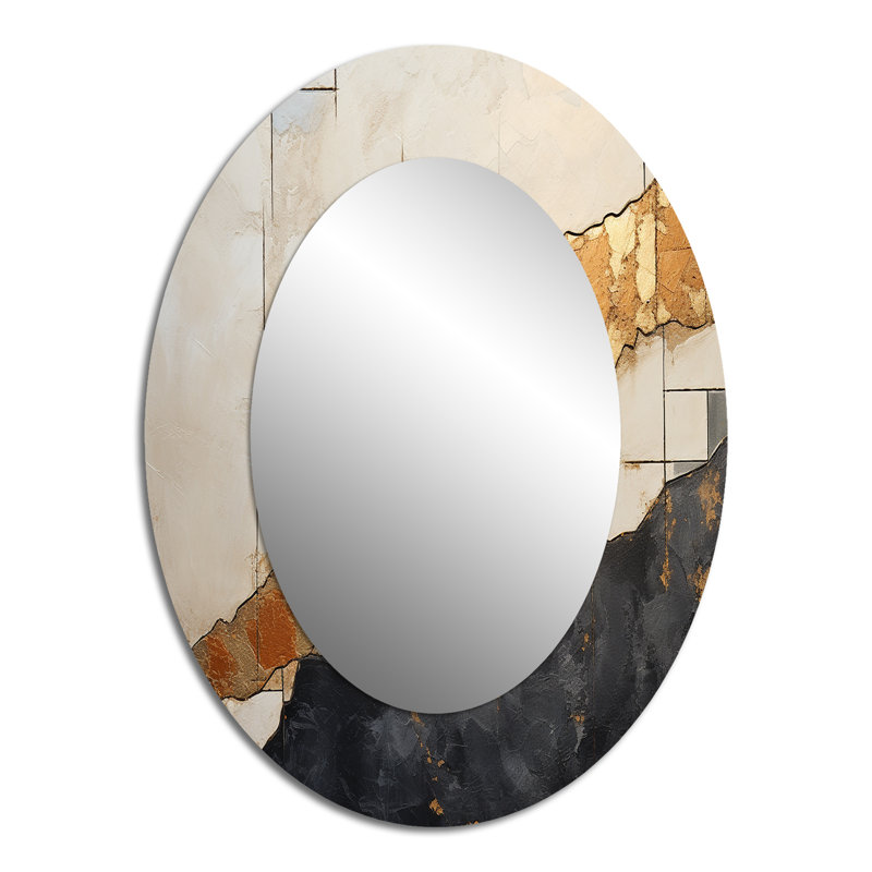 Miroir mural moderne noir et or noir Poteries VI, 40 po x 30 po