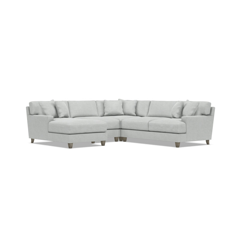 Bernhardt Mila 4-Piece Fabric Sectional, Left Hand Facing, Gray Polyester Blend, 33.5" H x 107" W x 107" D