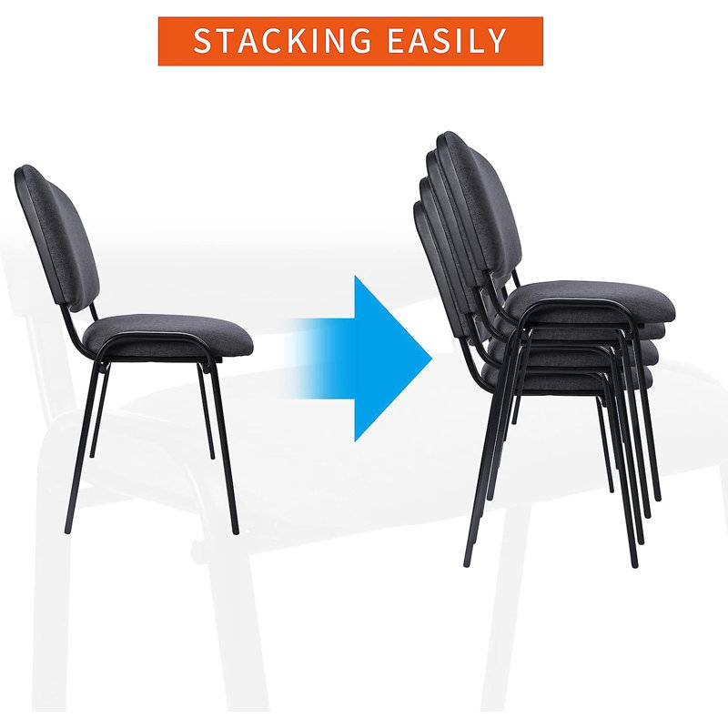 Gray Fabric Stackable Chair with Metal Frame and Lumbar Support