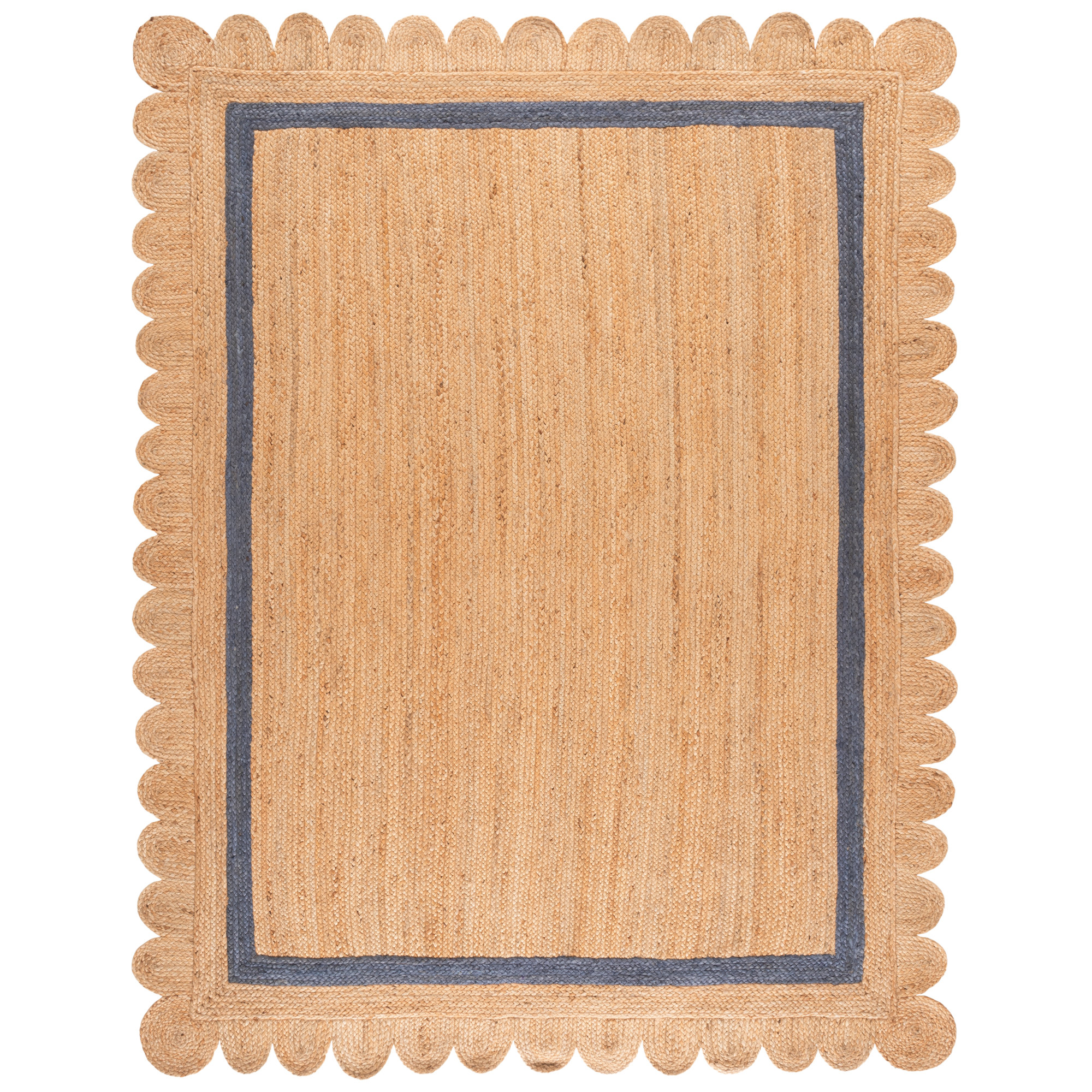 Natural Fiber 896 Hand Woven Jute Pile Geometric Rug, Rectangle 8' x 10'
