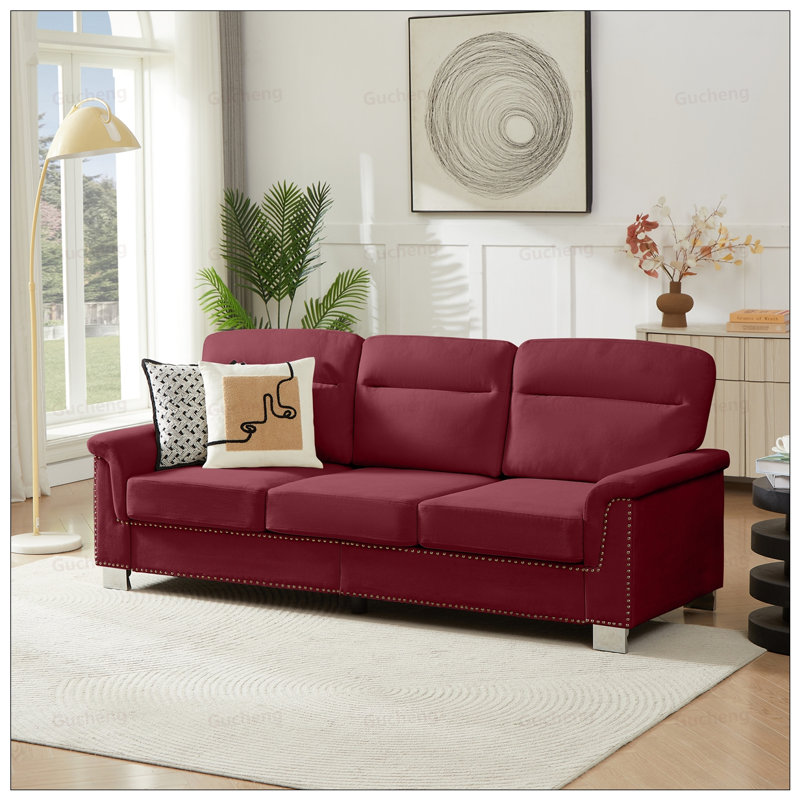 Canapé moderne à 3 places en tissu Snowfleece compressé, pour le salon, la chambre à coucher, le bureau et les espaces de divertissement