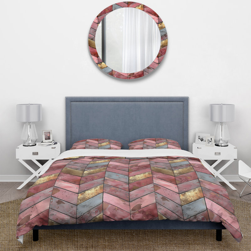 Ensemble de housse de couette Golden Chevron X - Midcentury, Housse de couette très grand + 2 taies décorativ