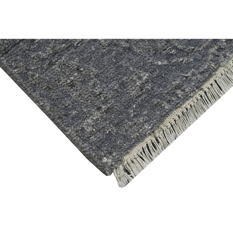 Hand Knotted Abstract Area Rug in Gray/Black