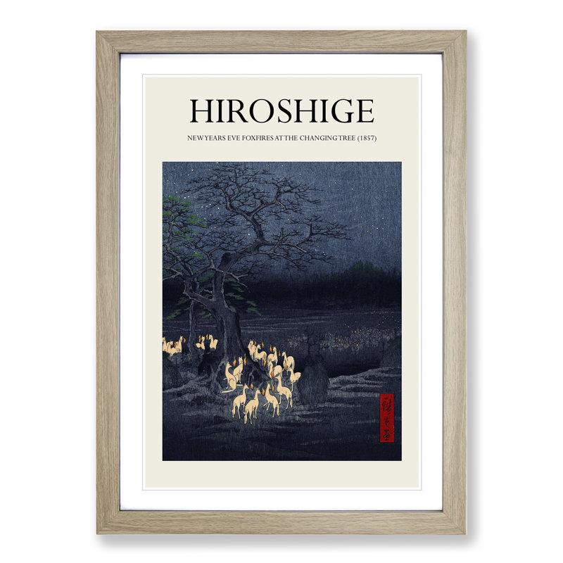 New Years Eve Foxfires by Utagawa Hiroshige - Picture Frame Art Prints, 36cm H x 27cm W x 2cm D