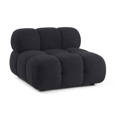 Chesnie Black Vegan Shearling Modular Armless Chair