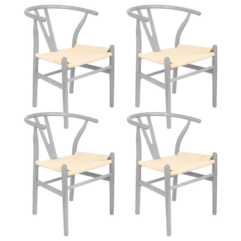 Nicholas Winter Scandi Danish Style Solid Wood Dining Chairs, Grey/Natural, 4